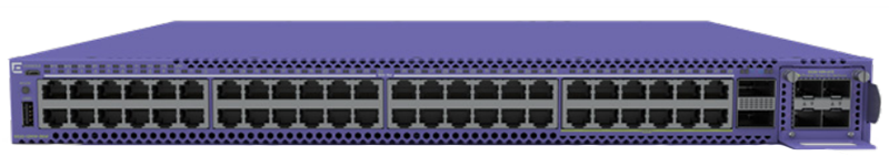 ExtremeSwitching 5520 48 10/100/1000BASET FDX/HDX 802.3bt 90W PoE 2 stacking/QSFP28 1 unpopulated VIM slot MACsec capable includes 3 fan modules 2 unpopulated modular PSU slots.